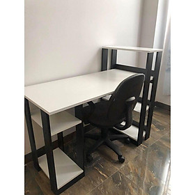 Mua Bàn làm việc đen trắng hiện đại kèm kệ sách thông minh