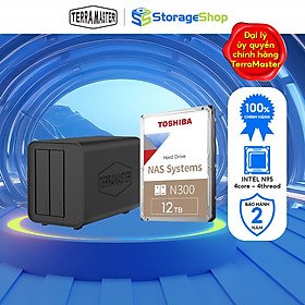 Mua Combo Thiết bị lưu trữ NASTerraMaster F2-424 kèm 1 ổ cứng Toshiba NAS N300 24/7 Hàng chính hãng