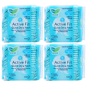 Combo 4 Băng Vệ Sinh Laurier Active Fit Siêu Mỏng Không Hương - 20 Miếng