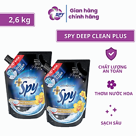 Combo 2 túi nước giặt xả SPY Deep Clean Plus 2,6kg khử mùi diệt khuẩn hương nước hoa Pháp lưu hương dài lâu