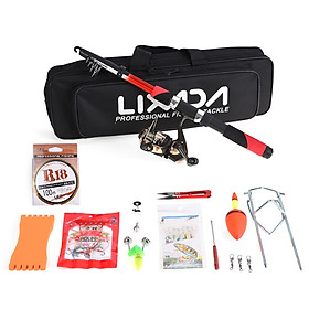 Lixada Fishing Tackle Set With 2.1M Telescopic Fiberglass Fishing Sea Rod Spinning Fishing Reel Fishing Baits Hooks