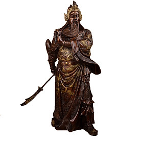 Tượng quan công Vân Trường đứng bằng đồng thau