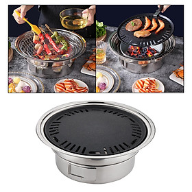 Charcoal Grill, Outdoor Charcoal BBQ Plate, Non-Stick Charcoal Stove Pan Smokeless for Traveling Grilling Fish Steak Meat