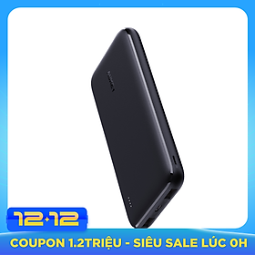 Pin Sạc Dự Phòng Siêu Mỏng 10.000 mAh Aukey PB-N73 1 Cổng Sạc Nhanh Type C 15W, 2 Cổng USB-A - Hàng Chính Hãng