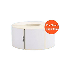 Giấy Nhiệt In Mã Vạch Khổ 50x50 Cuộn 25m, 30m