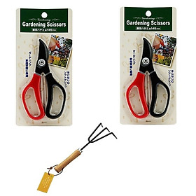 Mua Combo 2 kéo cắt tỉa cành cây lưỡi cong Echo Metal 145-40mm + cây cào đất 3 chân - made in Japan
