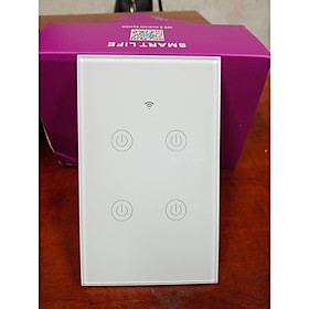 Hình ảnh Công tắc Wifi thông minh Tuya cảm ứng 4 nút HCN màu trắng