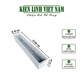 Chậu hình chữ nhật D60x C10x S10cm trồng cây treo tường ban công sân vườn, ốp tường giếng trời đẹp