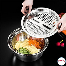 Mua Combo 5 bộ rổ  chậu kèm nạo rau củ quả inox đa năng 3in1 siêu tiện dụng- Buôn rẻ.com 00993