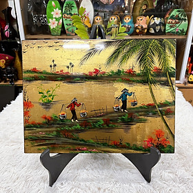 Mua Tranh vẽ vàng sơn mài cao cấp size 30x40 cm treo tường  trang trí nhà cửa  văn phòng  quà tặng tân gia  tặng dịp Lễ  Tết