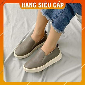 Mua Giày Slip on da, giày nữ, siêu nhẹ, siêu êm, cá tính và phong cách - Ghi,37 tại Tshoes giày