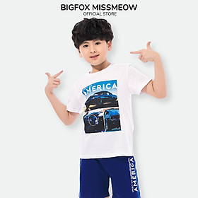 Đồ bộ bé trai cộc tay BIGFOX - MISS MEOW size đại chất cotton phong cách