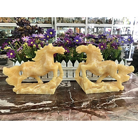 Mua Tượng Ngựa phong thủy rước công danh tài lộc đá ngọc hoàng long - Dài 20 cm