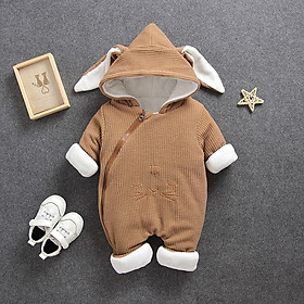 2021 Mới Cho Bé Rompers Quần Yếm Quần Áo Bé Trai Mùa Đông Cô Gái May Làm Dày Ấm Nguyên Chất Cotton Áo Khoác Ngoài Áo Khoác Em Thành Tuyết Mặc - 6m