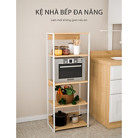 Kệ đa năng 5 tầng, kệ lò vi sóng, để đồ dùng trong bếp khung thép chống gỉ sơn tĩnh điện nhiều kiểu dáng - GM05 GM06