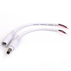 2pcs DC 5.5X2.1 Female Male Adapter Cable Wire for CCTV Camera Monitor White