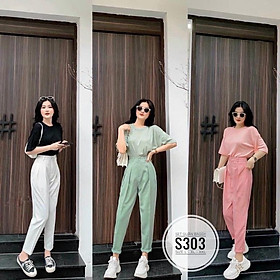 Bigsize 60-90KG vmart Set quần baggy áo thun S303 hàng Quảng Châu cao cấp chiết eo giấu bụng