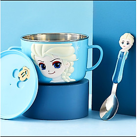 Set 2 món tô kèm muỗng giữ nhiệt inox Disney Frozen cho trẻ em