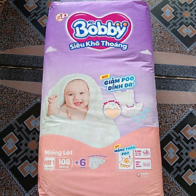 Tặng thêm 6 miếng tã quần bên trong - Miếng Lót Bobby Newborn 1 108 Miếng Êm Mềm Khô Thoáng - Miếng lót sơ sinh Bobby NB1