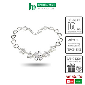 Vòng tay BẠC HIỂU MINH LTU446S mix họa tiết đính đá thời thượng trang sức bạc thật 925 