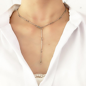 Vòng cổ bằng thép không gỉ phần thanh dài chuỗi vòng cổ xương đòn unisex
