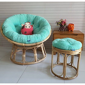 Mua Bộ ghế thư giãn papasan + đôn nhỏ ( Vải nhung cao cấp xanh ngọc)