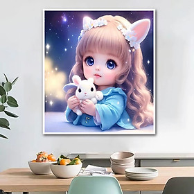 Mua Tranh thêu chữ thập Bé gái  kích thước 51 x 56 cm