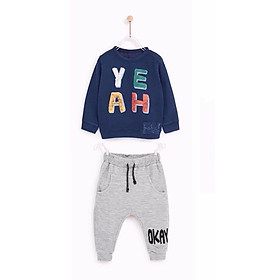 Bộ nỉ da cá in chữ YEAH bé trai 1-6 tuổi