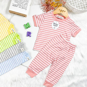 BỘ NGẮN TAY QUẦN DÀI THUN LẠNH SỌC MINKY MOM MỀM MỊN CHO BÉ TỪ 5-19KG