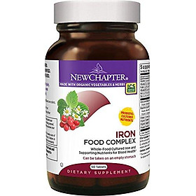 New Chapter Iron Supplement, Fermented Iron Complex (Formerly Iron Food Complex) with Organic Whole-Food Ingredients + Promotes Healthy Iron Levels + Non-Constipating - 60ct (Packaging May Vary)