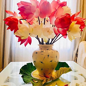 Mua lọ hoa dáng vò cao 30cm  gốm sứ Bát Tràng men rạn vẽ hoạ tiết