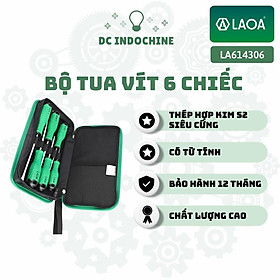 Mua Bộ Tua vít 6 chiếc (đầu dẹt / 4 cạnh) LAOA LA614306 chuyên dụng  thép hợp kim S2 siêu cứng  hàng chính hãng