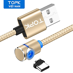 Mua  HÀNG CHÍNH HÃNG  Cáp Nam Châm TOPK AM30 USB to Type-C 90 Độ L LED Bện Ni Lông Dành Cho Xiaomi Samsung Nokia Huawei - Phân phối bởi TOPK VIỆT NAM