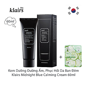 Kem Dưỡng Làm Dịu và Phục Hồi Da Klairs Midnight Blue Calming Cream 60ml + Tặng Kèm 1 Mặt Nạ Dưỡng Da Dưa leo 3W Clinic