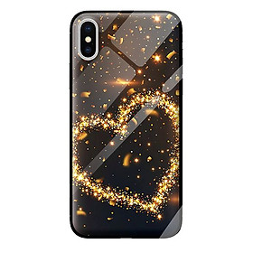 Ốp kính cường lực cho iPhone X nền tim vàng 1 - Hàng chính hãng