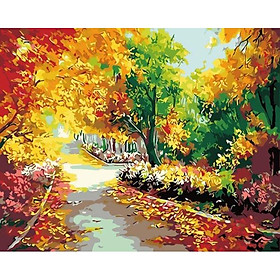 Mua Tranh tô màu theo số Tranh sơn dầu số hoá hình cây lá size 40*50 kèm khung - 5