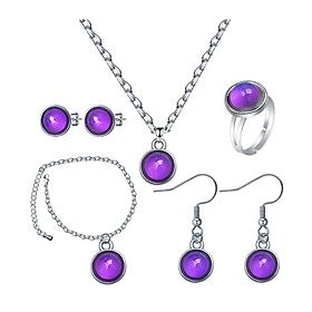 Mood Necklace Jewelry Set, Temperature Sensing Mood Jewelry, Unique Round Charming Mood Color Changing Jewelry for Girls Women, Wife Girlfriend