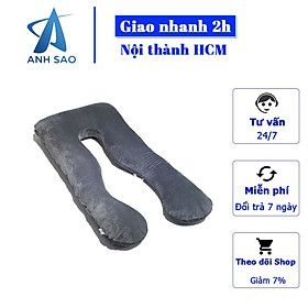 Gối chữ U cho bà bầu vải nhung mềm mịn cao cấp A kích thước 70 x 145 x 15 cm - giao mẫu ngẫu nhiên