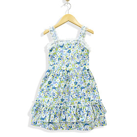 Đầm Bé Gái Kate Sát Nách 2 tầng tùng nhún phối ren MEEJENA 1843, từ 10- 28 kg, Vải Kate Hoa Cúc siêu dễ thương -1843
