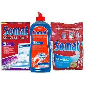 Combo muối + Bột+ nước rửa Bát - Ly Somat 1.2kg - Đức