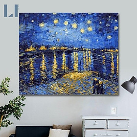 Mua Tranh sơn dầu số hoá có khung - Tranh tô màu theo số Đêm đầy sao Van Gogh