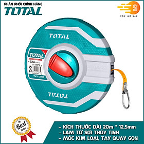 Thước dây sợi thủy tinh dài 20m TOTAL TMTF12206 - móc khóa kim loại, tay quay chắc chắn