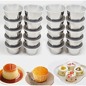 Combo 20 Khuôn Làm Bánh Flan Rau Câu Cupcake Inox 304 ( 7cm )  Nắp Nhựa Khít ( Tặng 40 Khuôn Rau Câu Không Nắp )