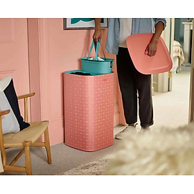 Giỏ đựng quần áo 2 ngăn có quai xách Joseph Joseph 50026 Tota 60L màu cam chấm bi Hàng chính hãng