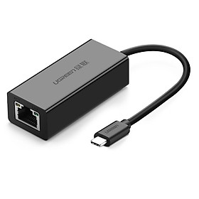 Hình ảnh Cáp chuyển đổi USB-C dương Sang cổng LAN 10/100Mbps màu Đen Ugreen TC30287 Hàng chính hãng.