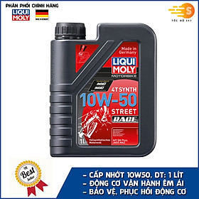 Hình ảnh Dầu nhớt tổng hợp động cơ cho xe số, xe máy phân khối lớn, xe côn tay Liqui Moly 10W50 Race 1502 1lít - Phù hợp cho xe chạy xa, chạy phượt, leo dốc giúp máy bốc, chạy êm xe mát máy