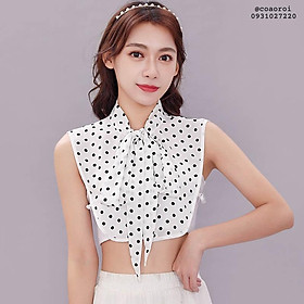 Cổ áo giả tháo rời thắt nơ họa tiết châm bi tạo kiểu cổ áo xinh xắn cho nữ, phối đồ công sở - Mã CD86