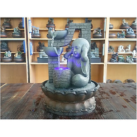 Tượng chú tiểu thác nước phong thủy để bàn MD13