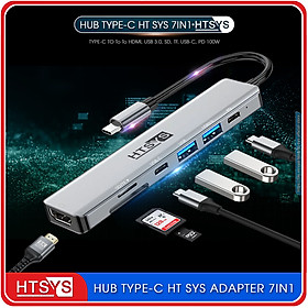 Mua Hub Type C HT SYS 7 in 1 To HDMI  USB 3.0  SD  TF  USB C  PD 100W - Hàng Chính Hãng