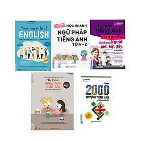 Combo Cho Người Mới Học Tiếng Anh '' Tự Học Tiếng Anh Cấp Tốc Cho Người Mới Bắt Đầu + Tự Học Tiếng Anh Cho Người Không Biết Gì + Học Nhanh tiếng Anh Từ A đến Z Phương Pháp Tư Duy Tiếng Anh Trực Tiếp ''( tăng Kèm 2000 Từ Tiếng Anh Theo Chủ Đề )